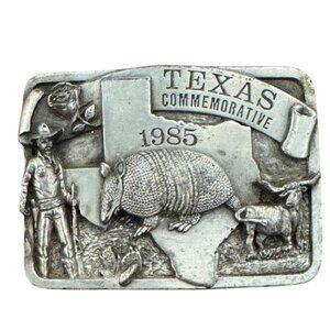 Vintage 1985 Texas Commemorative Limited Edition Belt Buckle Metal Western Desig